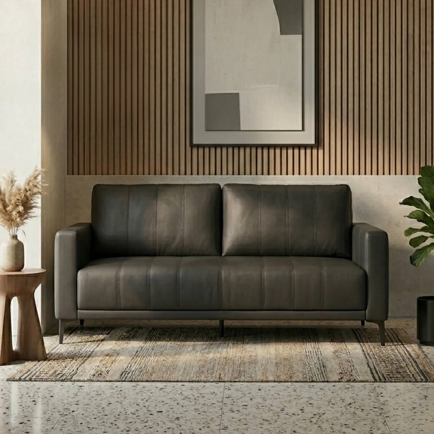 Juego de Sofá 2 Cuerpos y 2 Sillones Individuales Negro 5