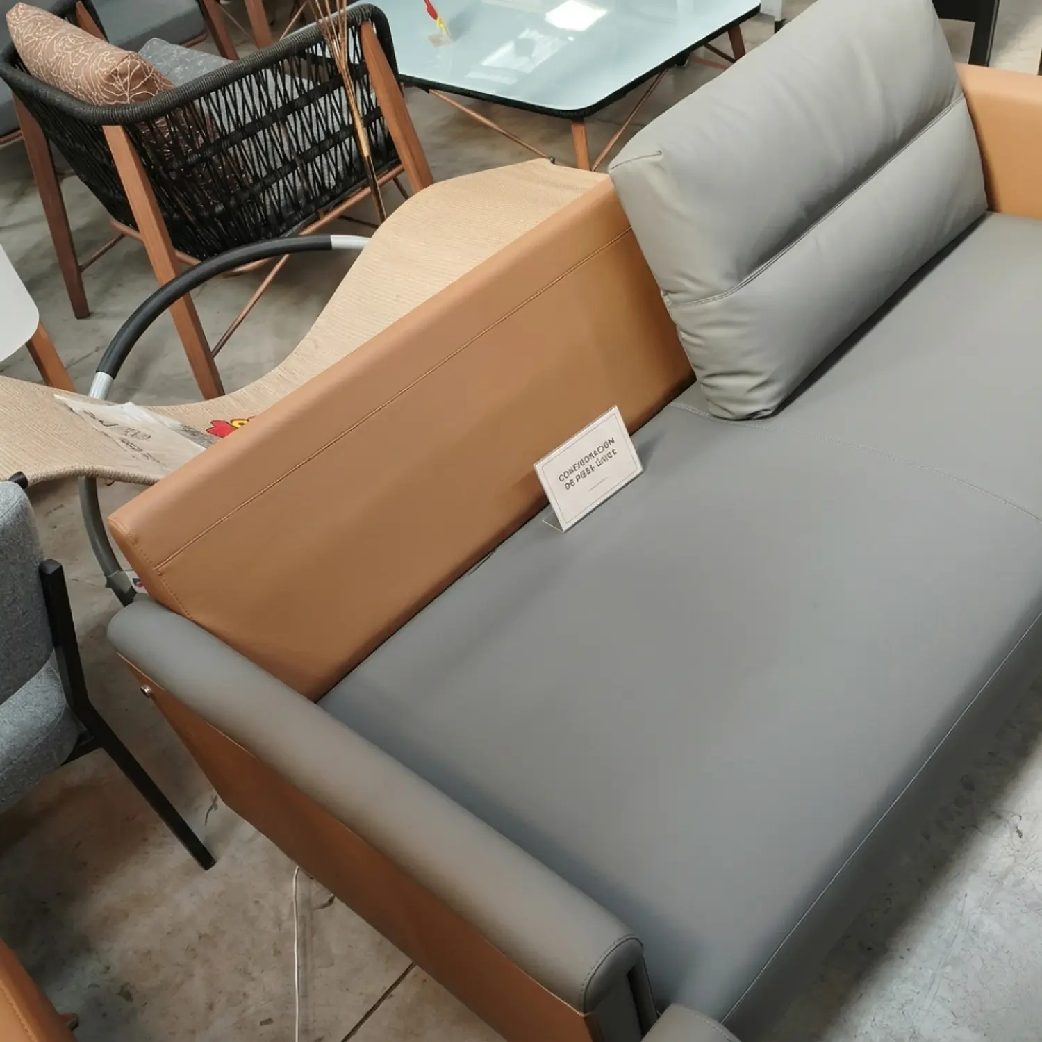 Juego de Living Gris Moderno 3 Piezas Sofá 2 Cuerpos y 2 Sillones 7
