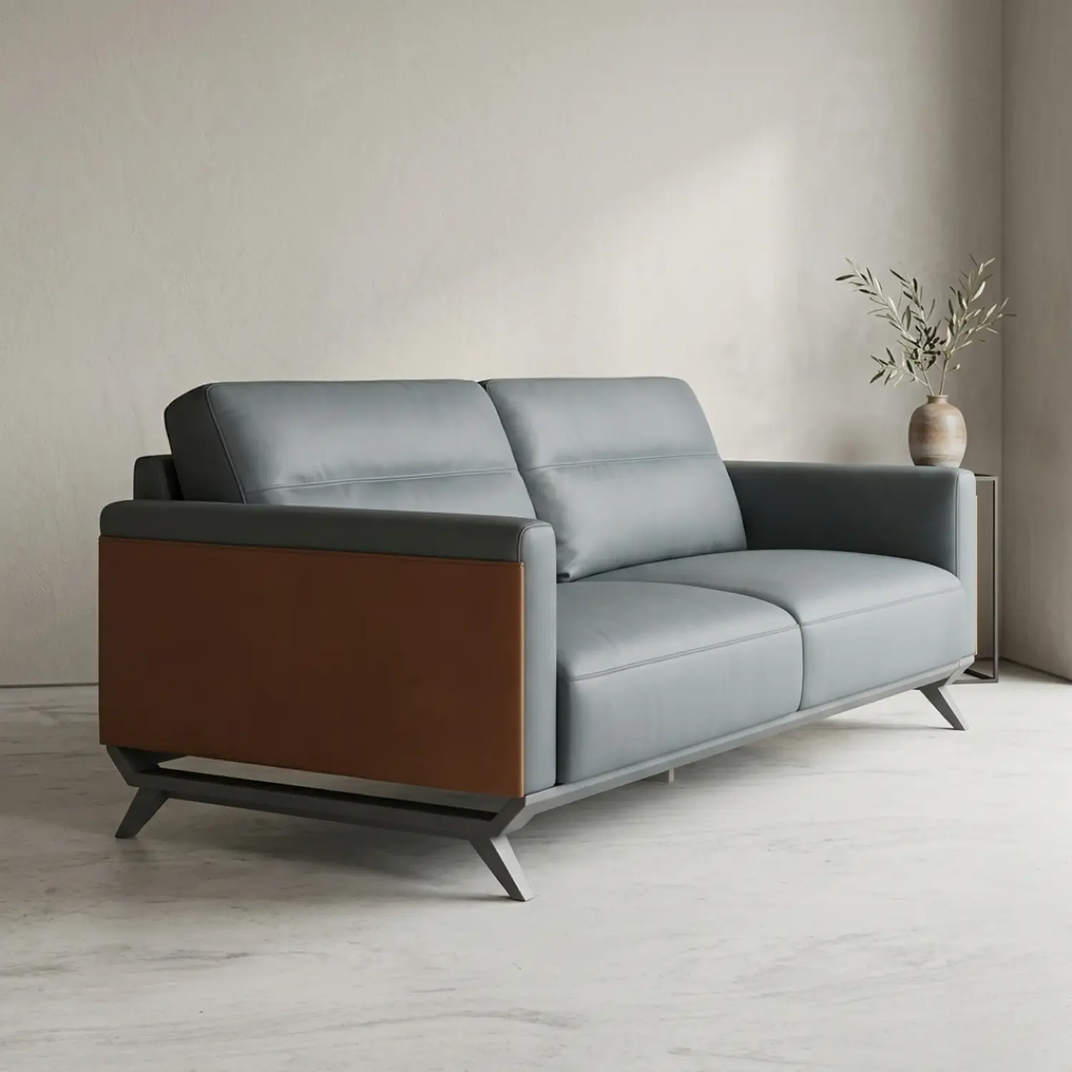 Juego de Living Gris Moderno 3 Piezas Sofá 2 Cuerpos y 2 Sillones 3