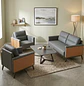 Juego de Living Gris Moderno 3 Piezas Sofá 2 Cuerpos y 2 Sillones - Miniatura 1