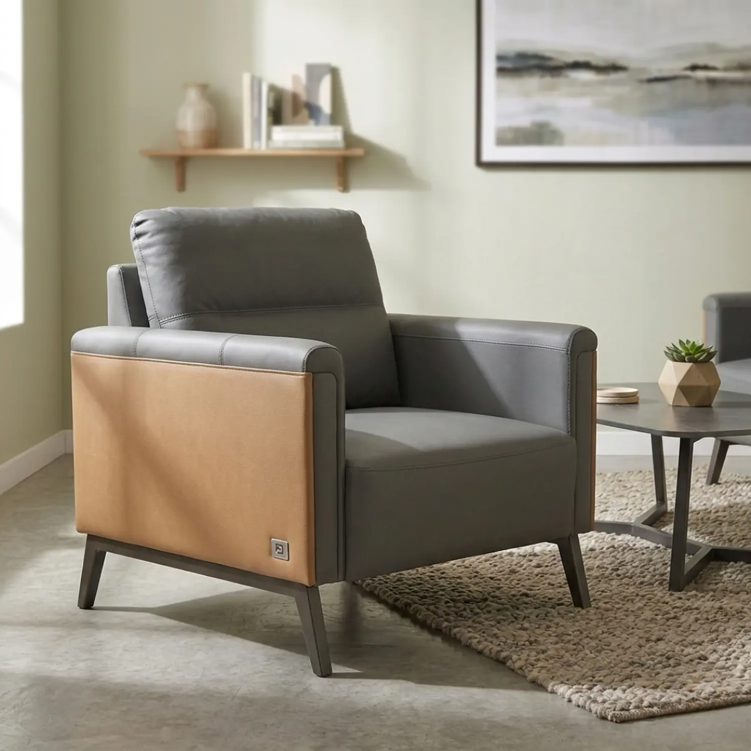 Juego de Living Gris Moderno 3 Piezas Sofá 2 Cuerpos y 2 Sillones 4