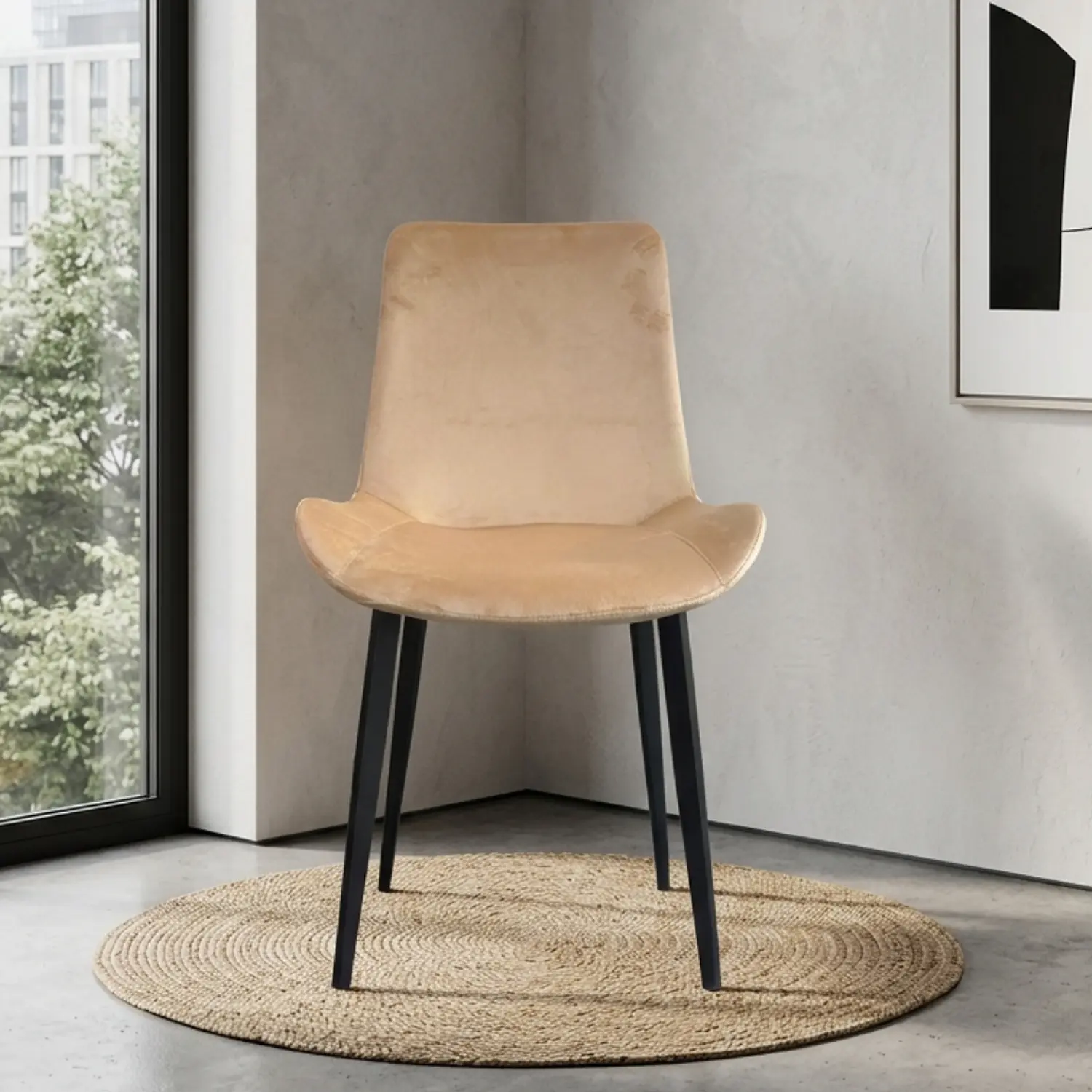 Silla Comedor Oslo Velvet Patas Negras 1