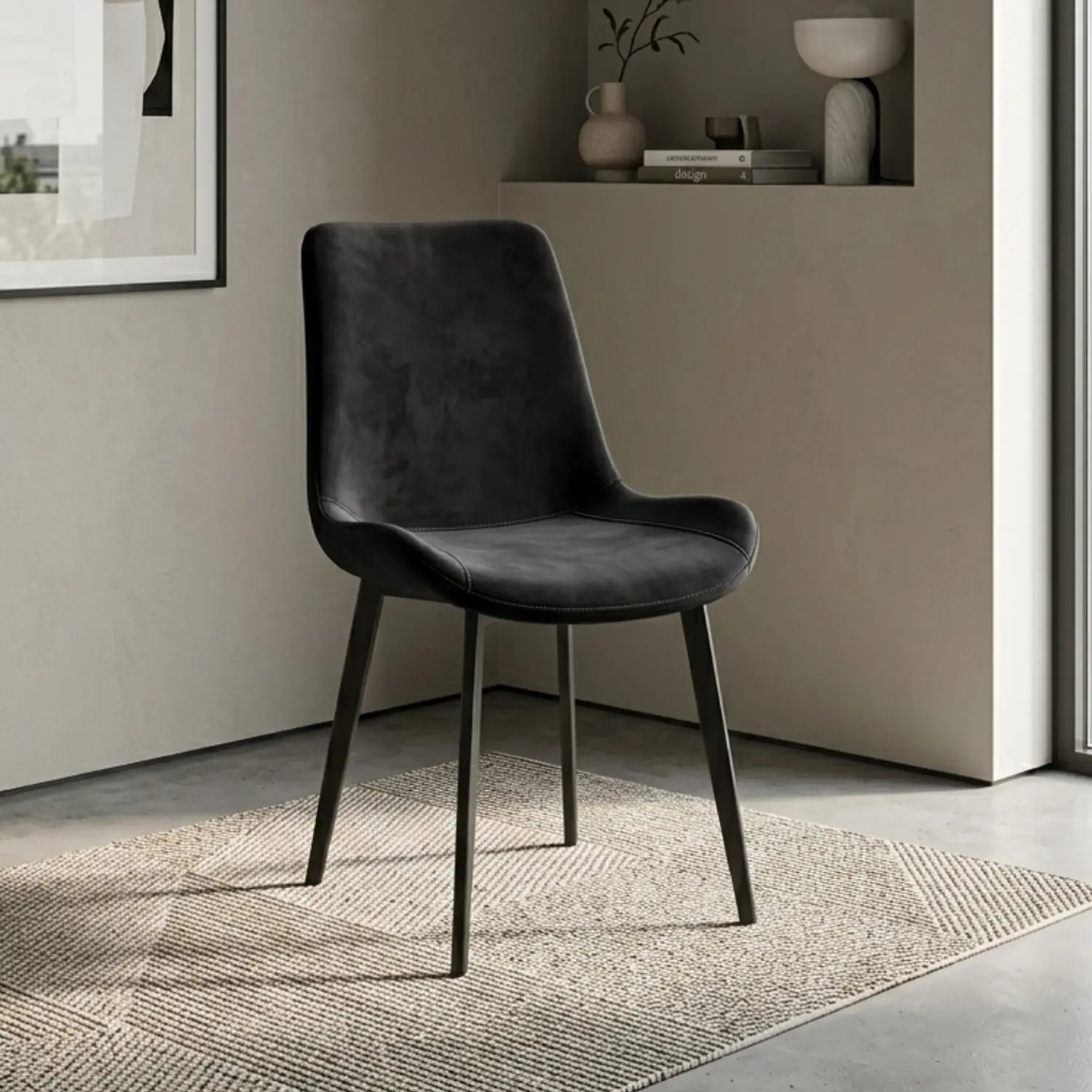Silla Comedor Oslo Velvet Patas Negras 8