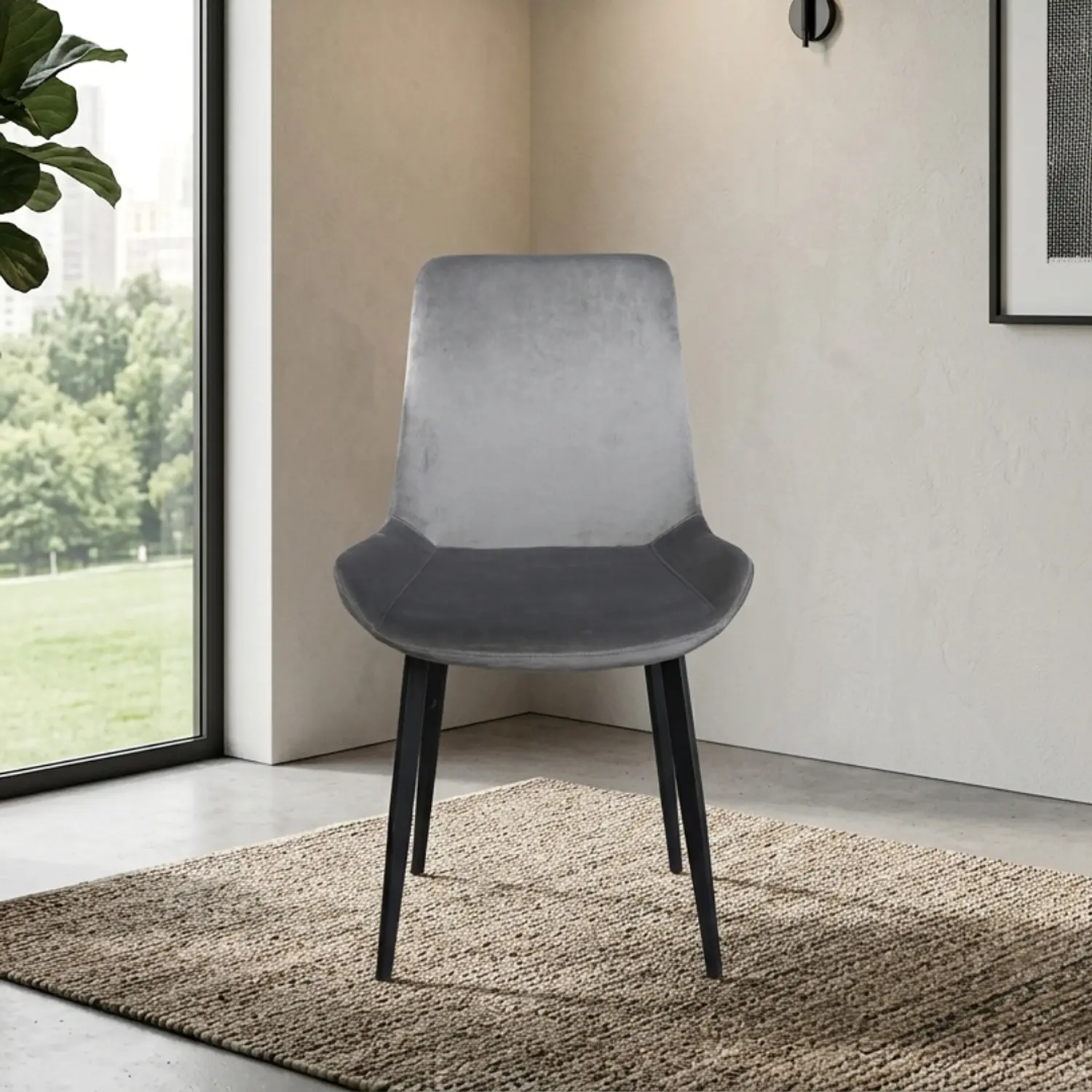 Silla Comedor Oslo Velvet Patas Negras 4