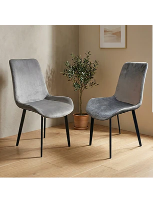 Set de 2 Sillas Oslo Velvet Pata Negra para Comedor