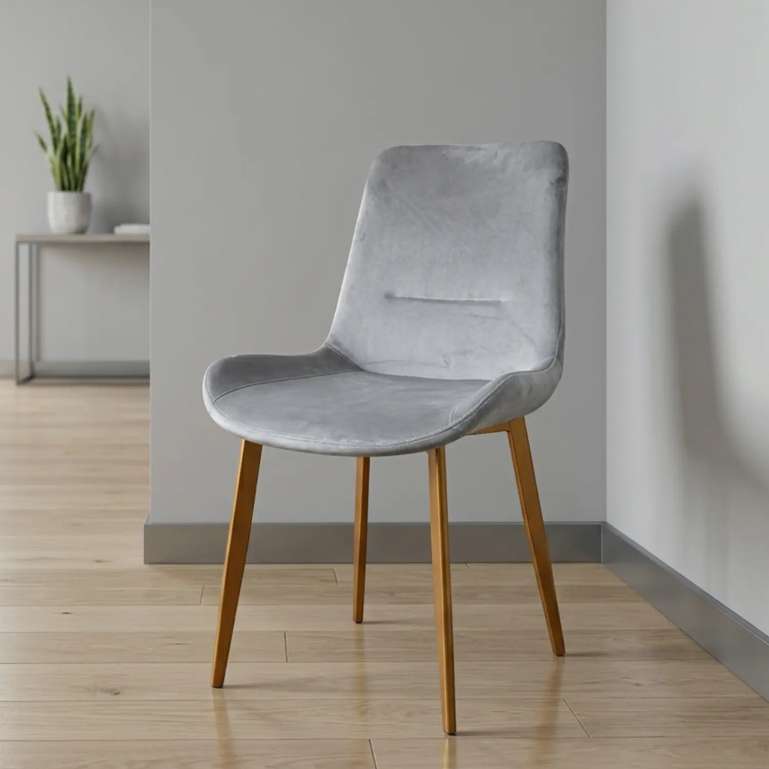 Silla Comedor Oslo Velvet Patas Doradas Moderna 1