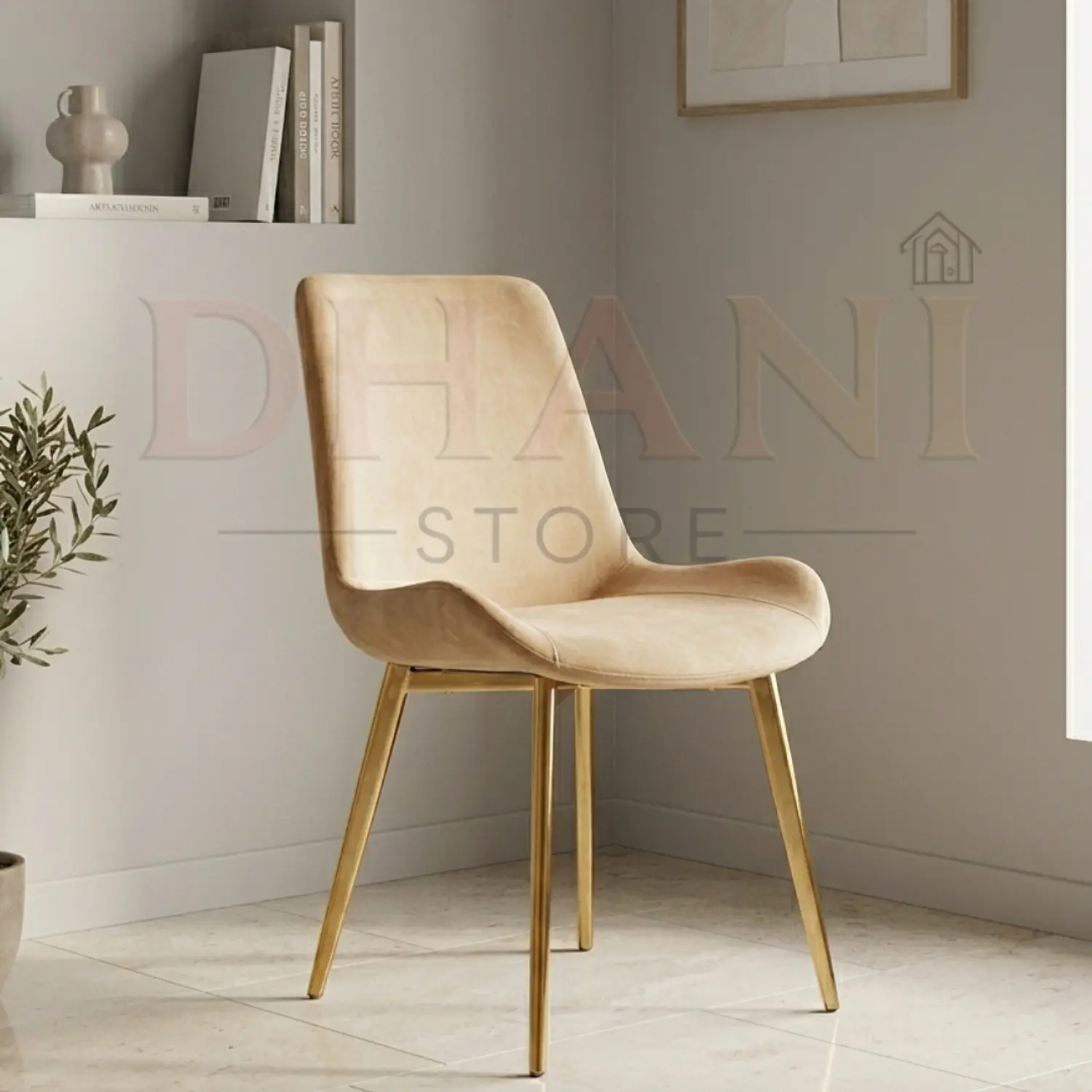 Silla Comedor Oslo Velvet Patas Doradas Moderna 6