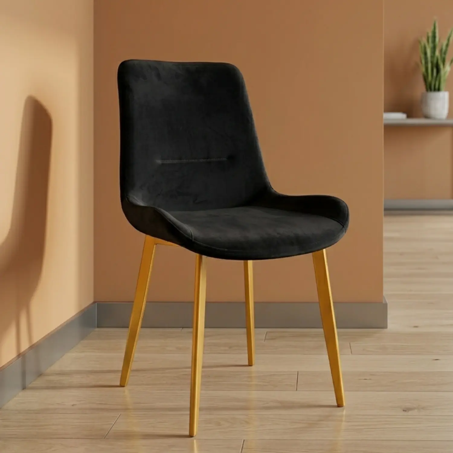Silla Comedor Oslo Velvet Patas Doradas Moderna 9