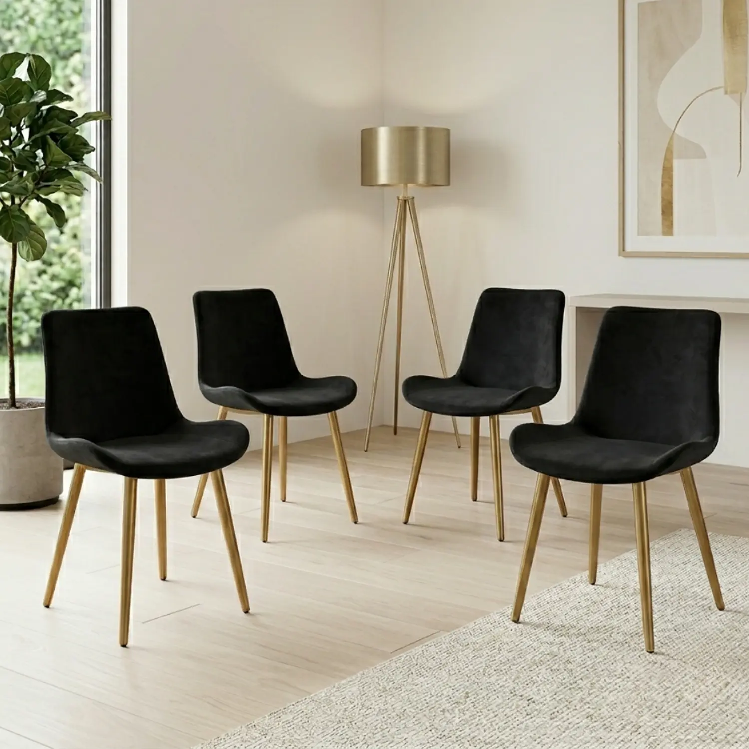 Set 4 Sillas Oslo Velvet Patas Doradas para Comedor 8
