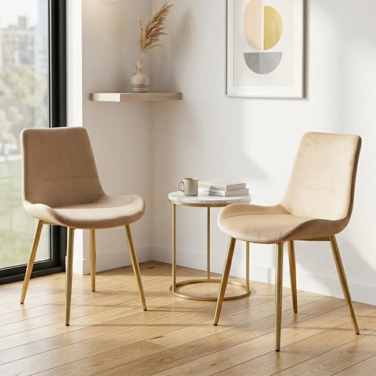 Set de 2 Sillas Oslo Velvet con Patas Doradas para Comedor 8