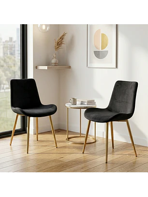 Set de 2 Sillas Oslo Velvet con Patas Doradas para Comedor