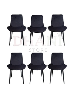 Set de 6 Sillas Comedor Oslo Velvet Patas Negras Modernas