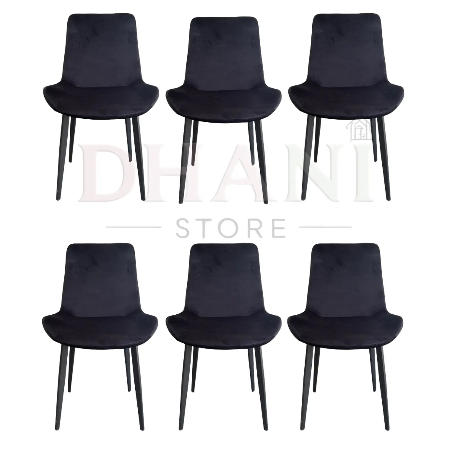 Set de 6 Sillas Comedor Oslo Velvet Patas Negras Modernas 1