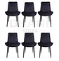 Set de 6 Sillas Comedor Oslo Velvet Patas Negras Modernas - Miniatura 1