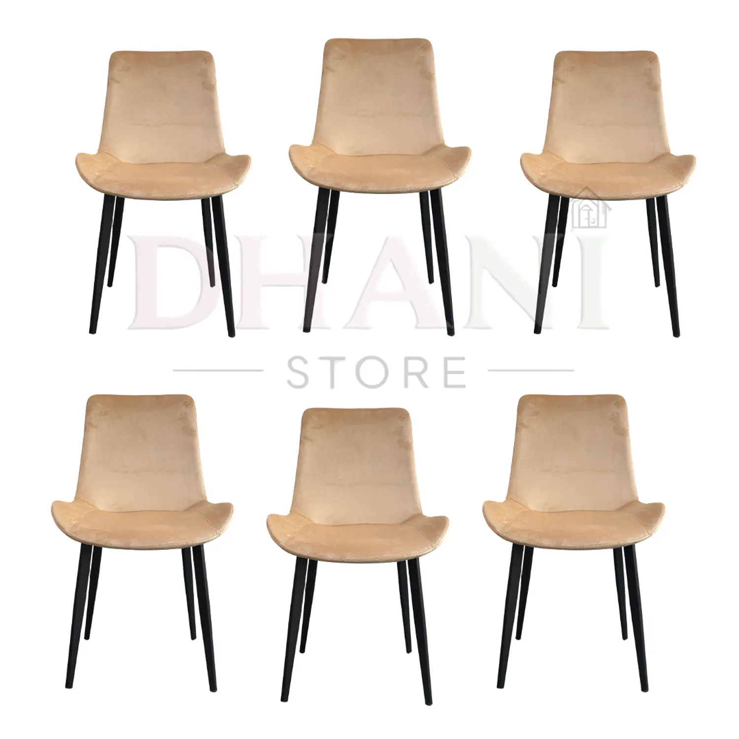 Set de 6 Sillas Comedor Oslo Velvet Patas Negras Modernas 6