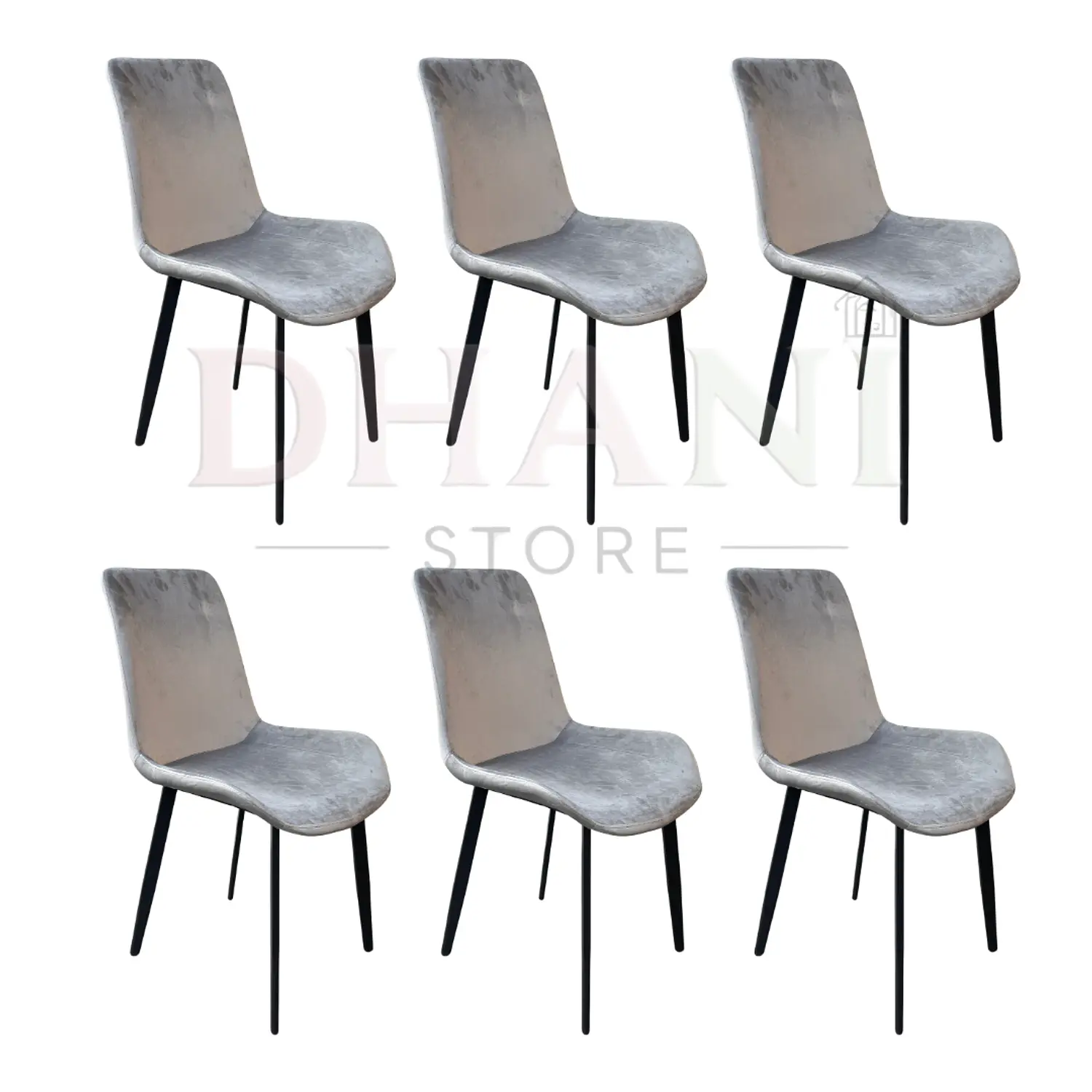 Set de 6 Sillas Comedor Oslo Velvet Patas Negras Modernas 4