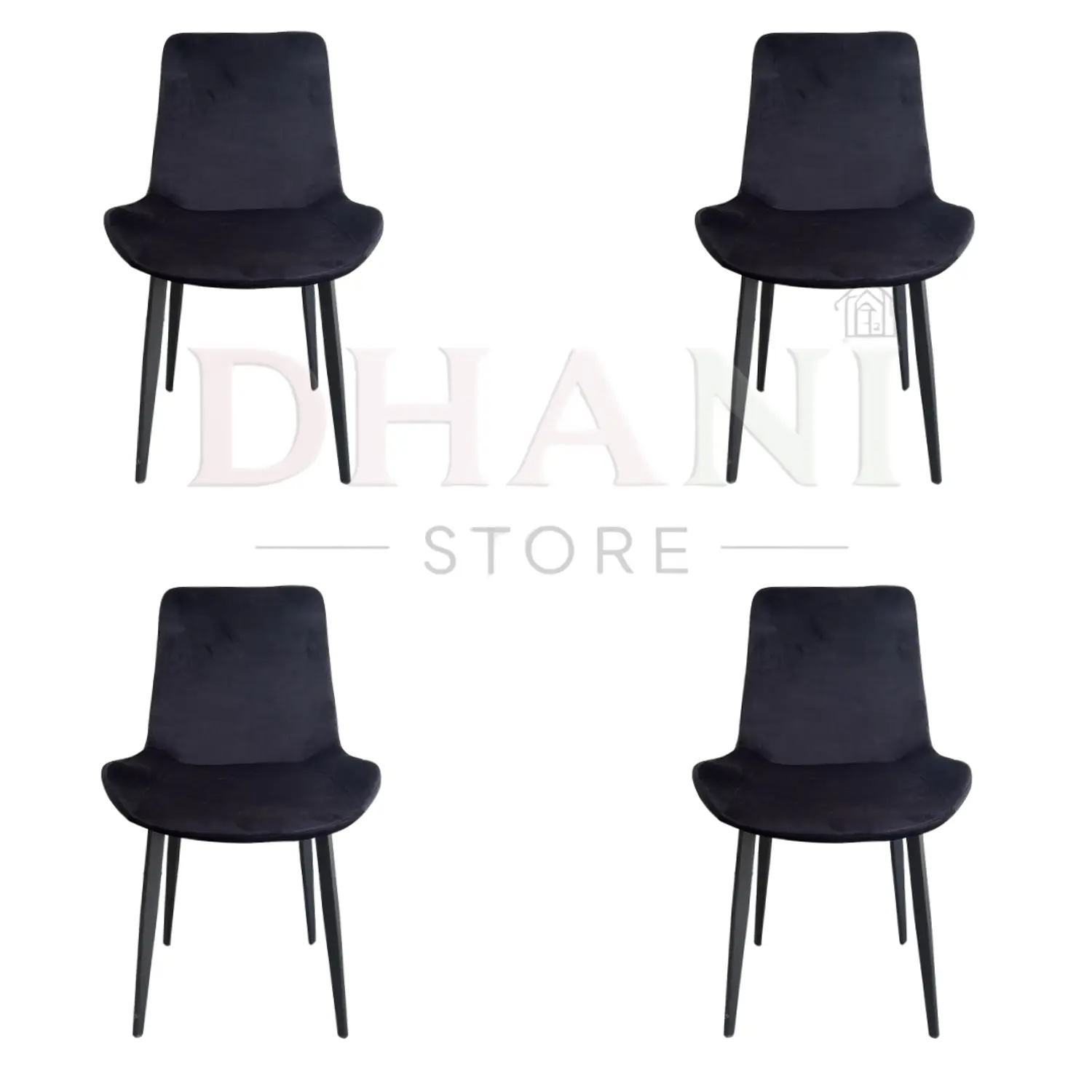 Set de 4 Sillas Oslo Velvet Tapizadas con Patas Negras 6