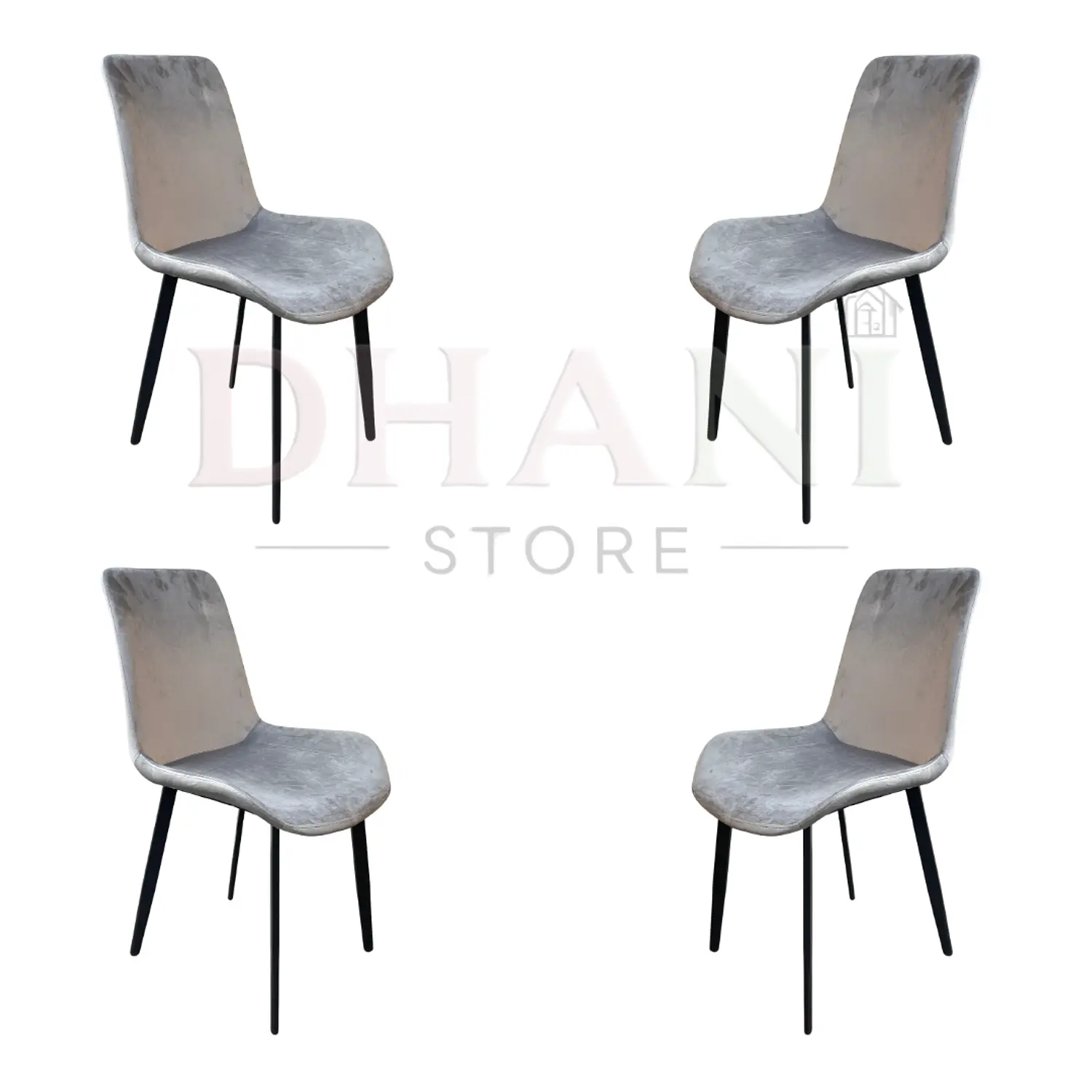 Set de 4 Sillas Oslo Velvet Tapizadas con Patas Negras 2