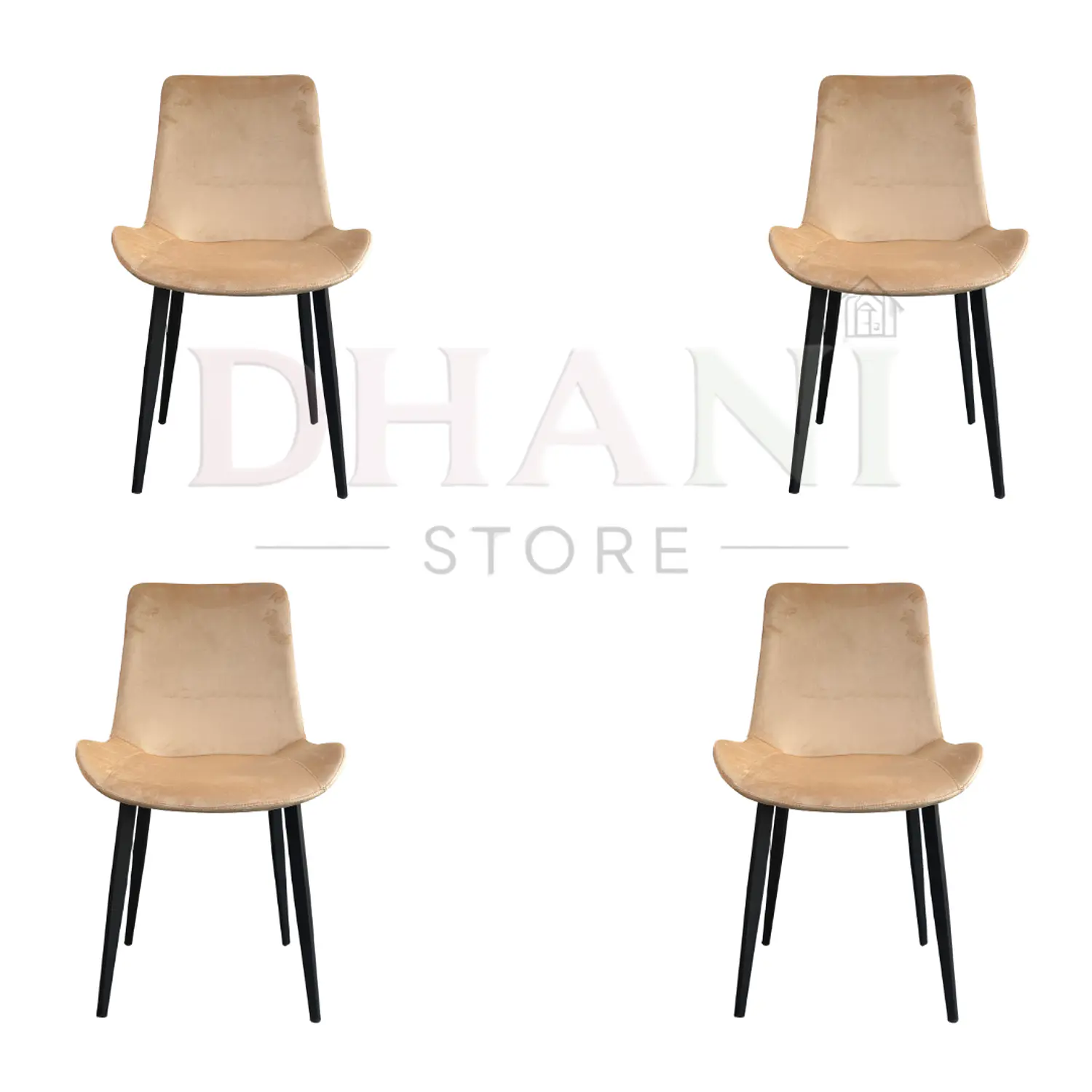 Set de 4 Sillas Oslo Velvet Tapizadas con Patas Negras 9