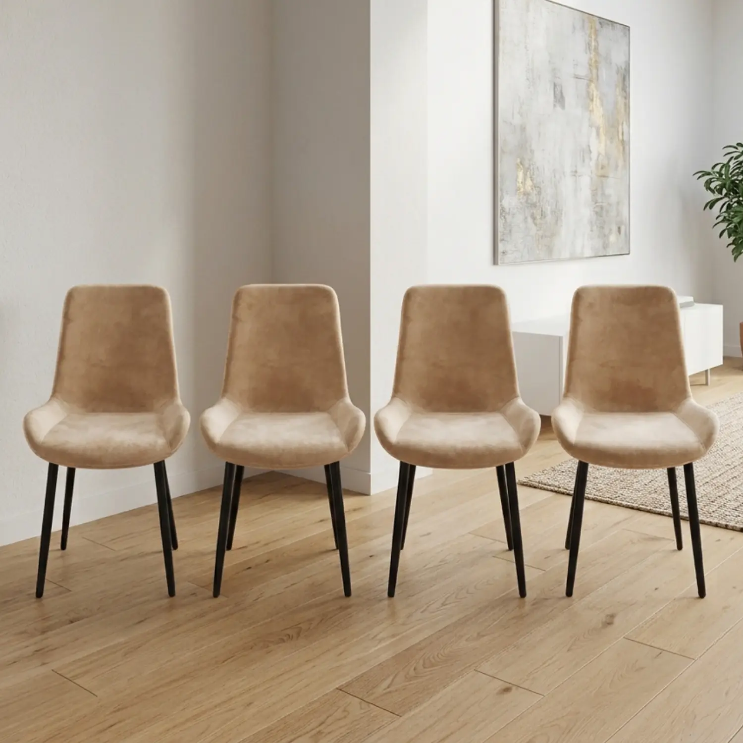 Set de 4 Sillas Oslo Velvet Tapizadas con Patas Negras 8