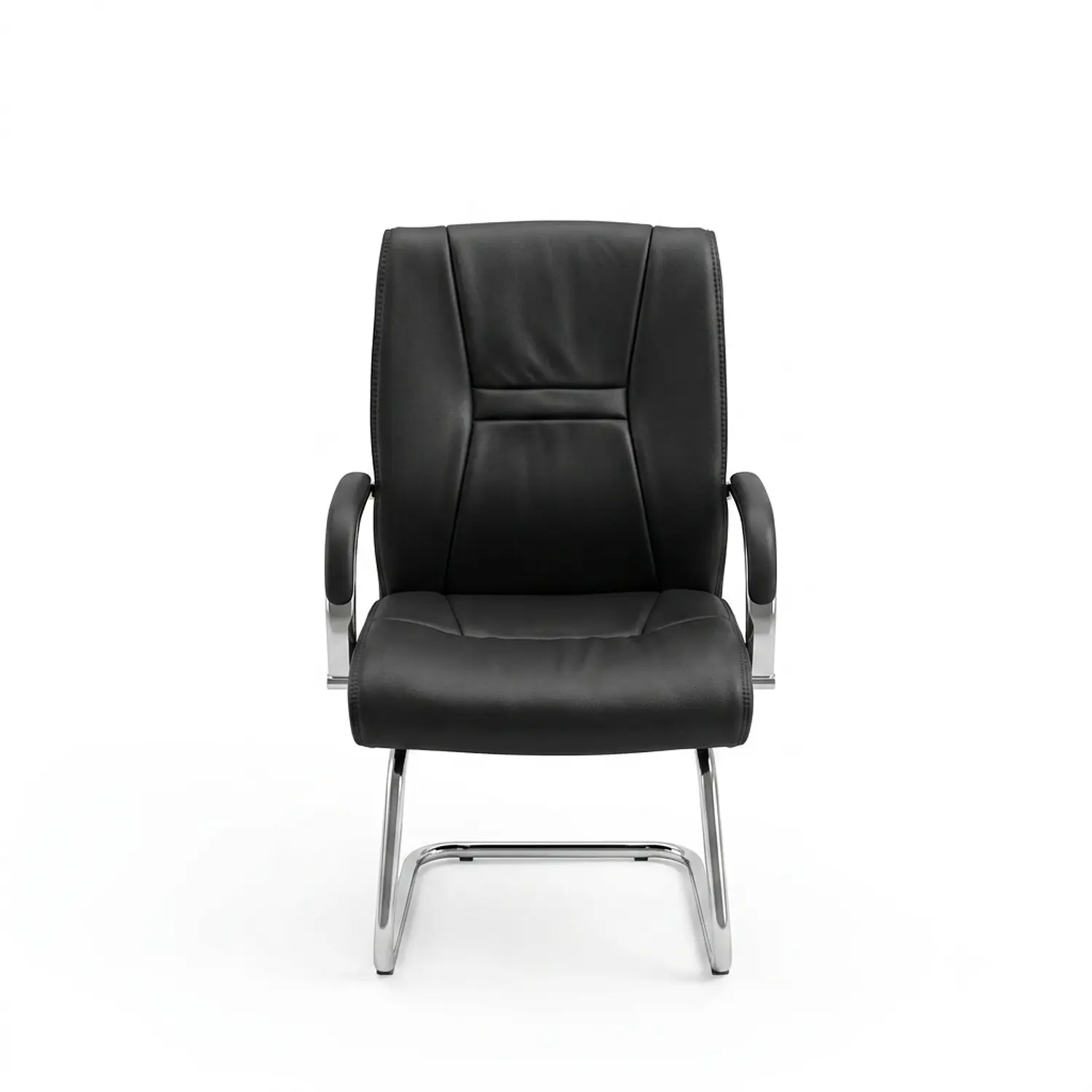 Silla de Visita Ejecutiva en Ecocuero Negro con Patas Cromadas 4