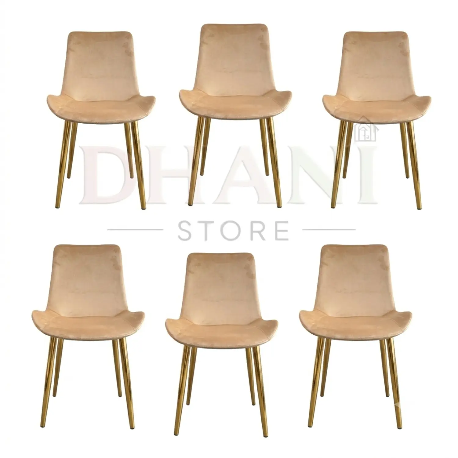 Set de 6 Sillas Oslo Velvet con Patas Doradas para Comedor 1