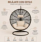 Silla Colgante de Ratán para Terraza Tejido Araña con Cojines - Miniatura 3