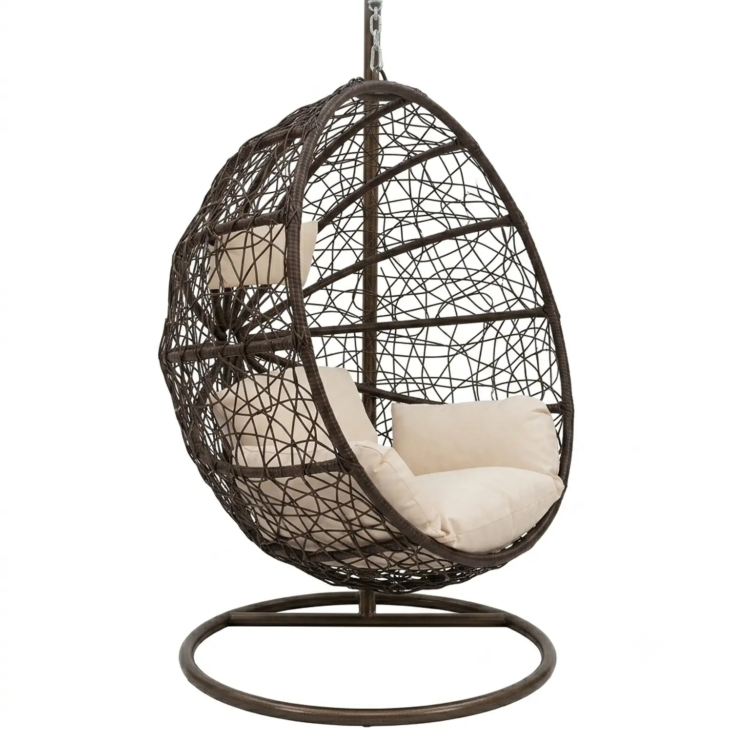 Silla Colgante de Ratán para Terraza Tejido Araña con Cojines 5