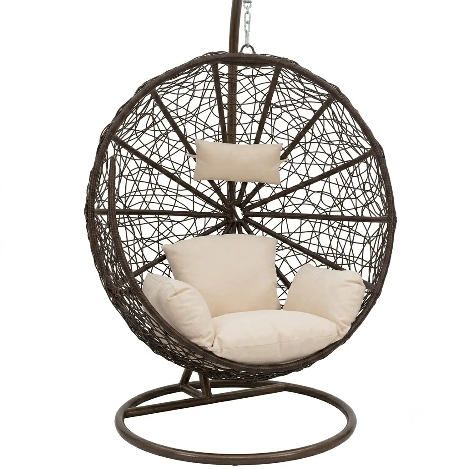 Silla Colgante de Ratán para Terraza Tejido Araña con Cojines 6