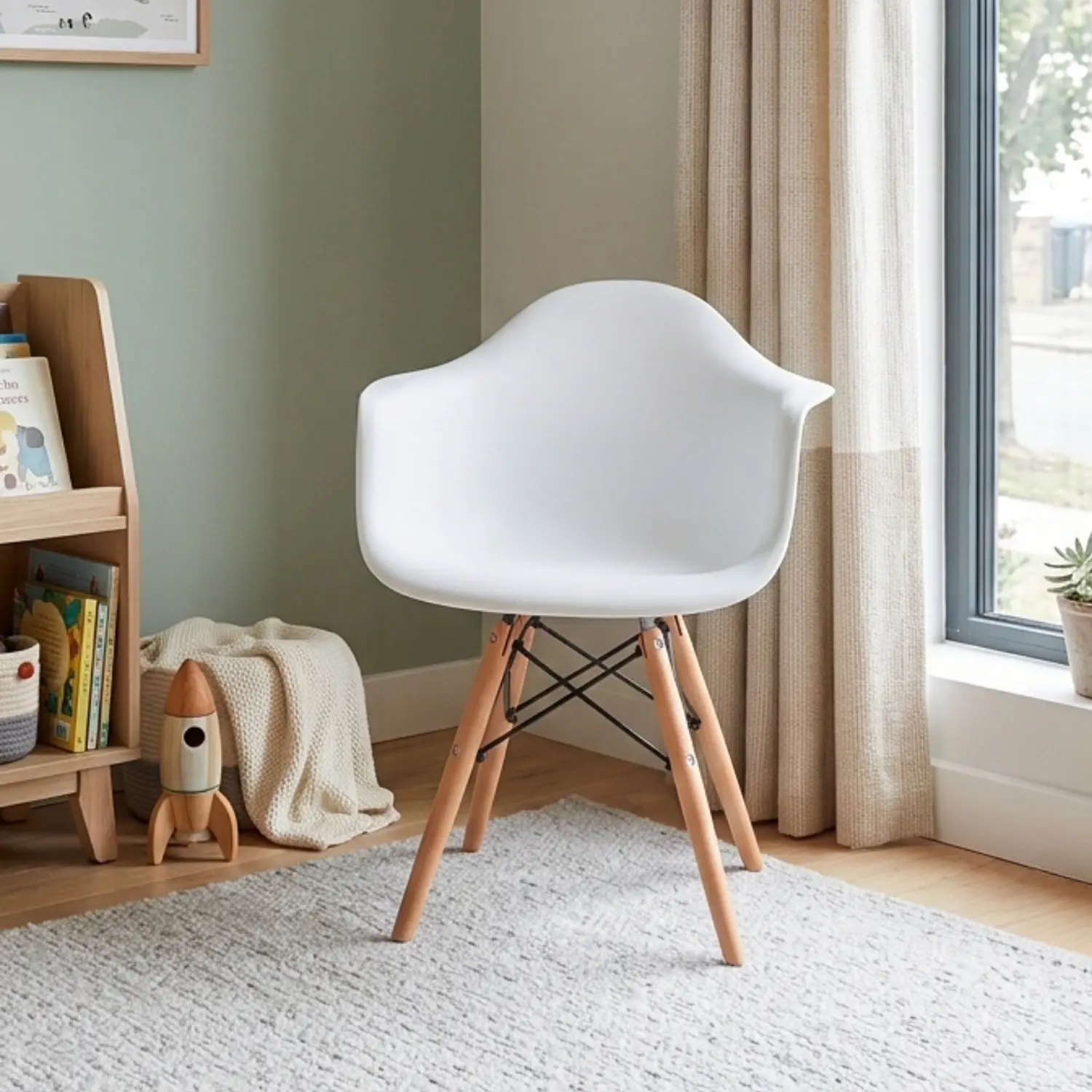 Butaca Eames Kids de Polipropileno con Patas de Madera 1