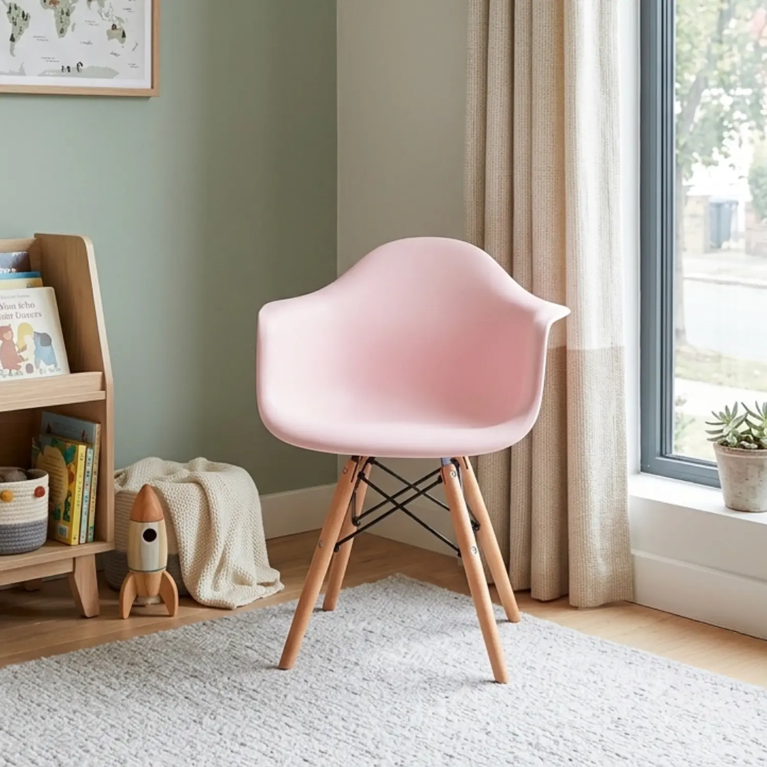 Butaca Eames Kids de Polipropileno con Patas de Madera 4