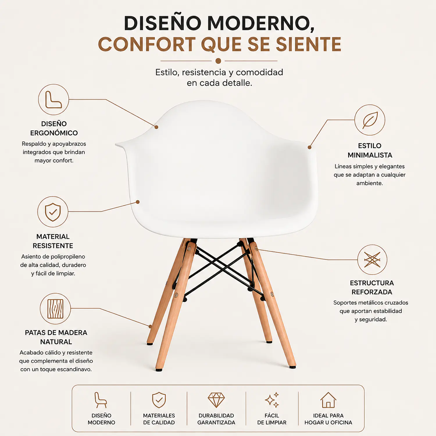 Butaca Eames Kids de Polipropileno con Patas de Madera 2
