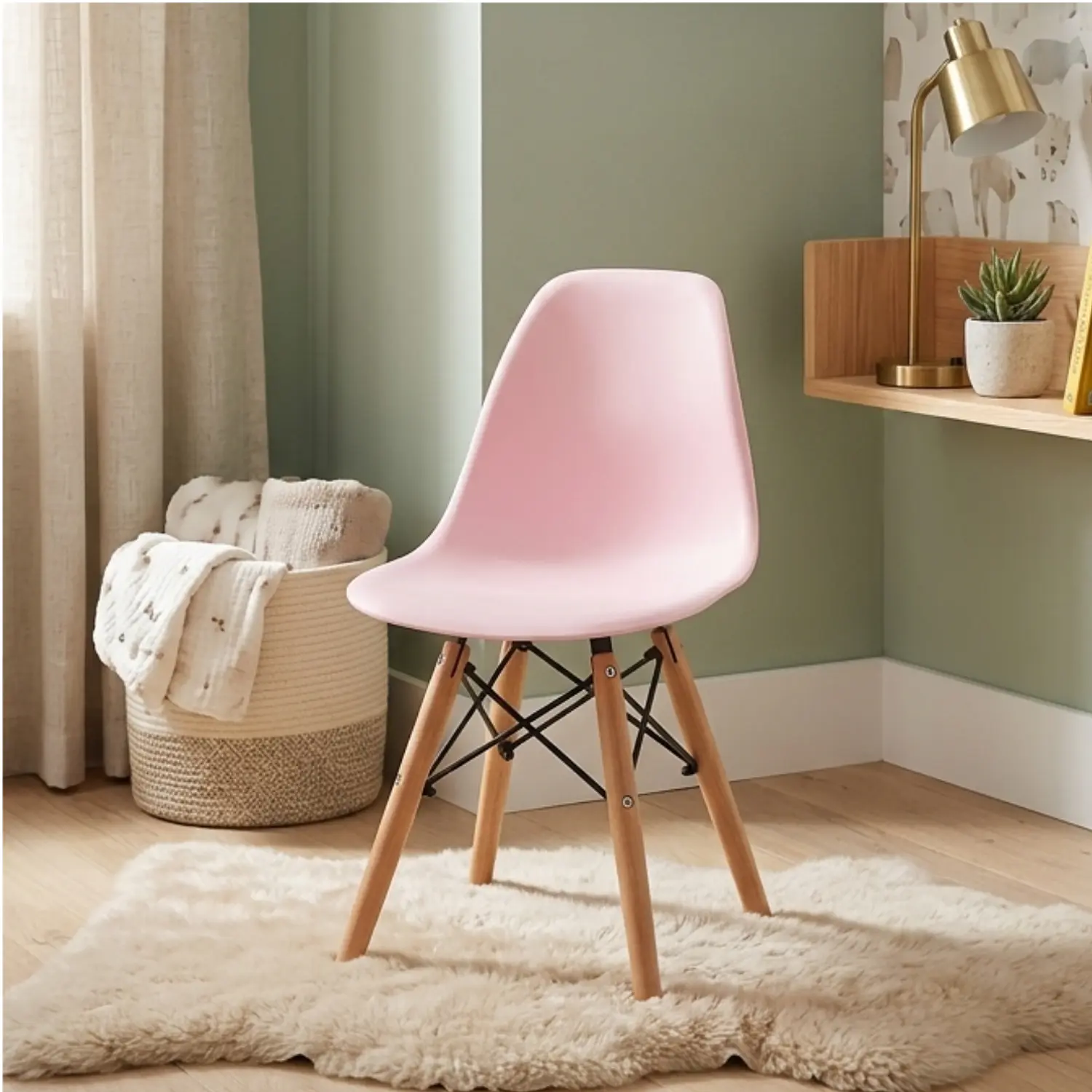 Silla Eames Kids de Polipropileno con Patas de Madera 4
