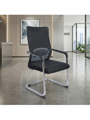 Silla de Visita Londres Malla Negra y Base Cromada