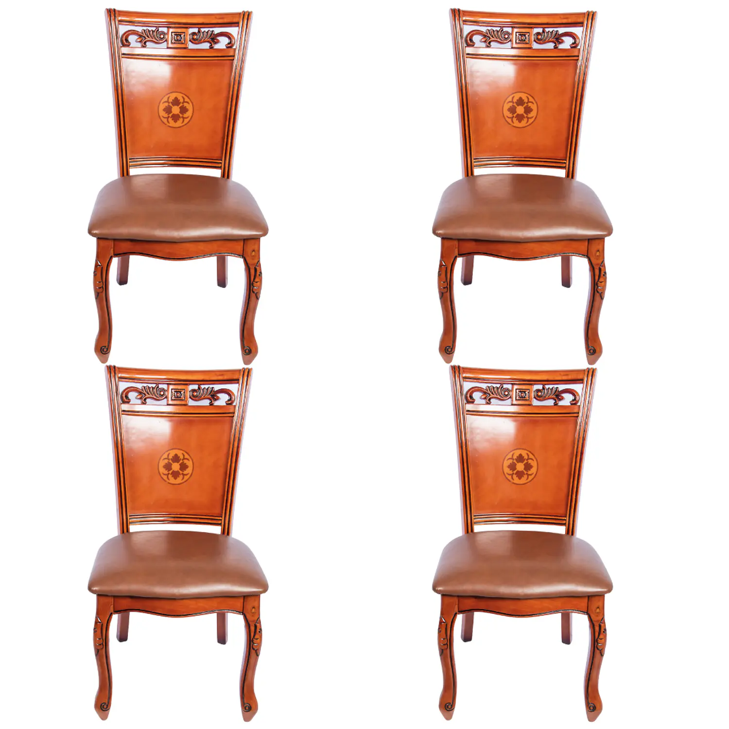 Set de 4 Sillas Verona de Comedor Caoba Talladas Tapizadas 3