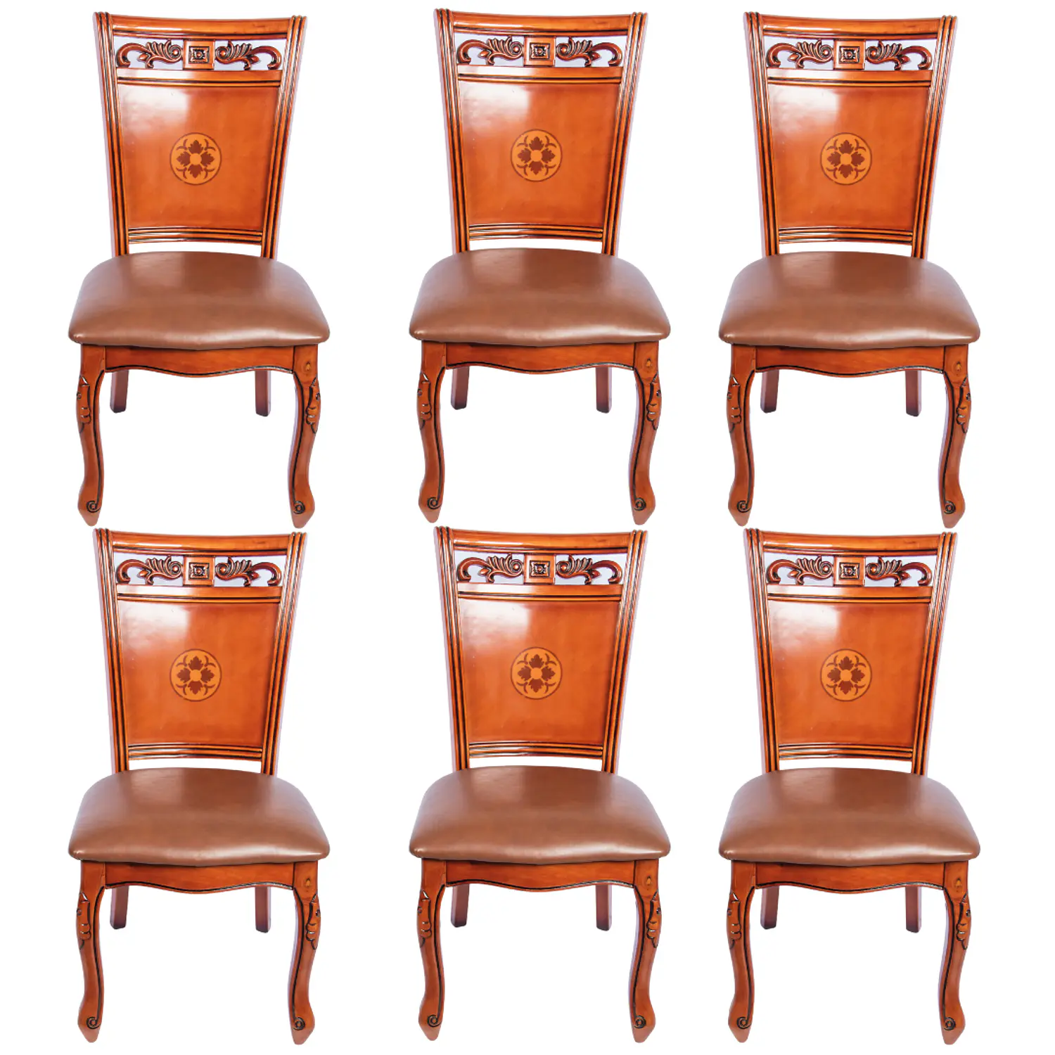 Set de 6 Sillas Verona de Comedor Caoba Talladas Clásicas 1
