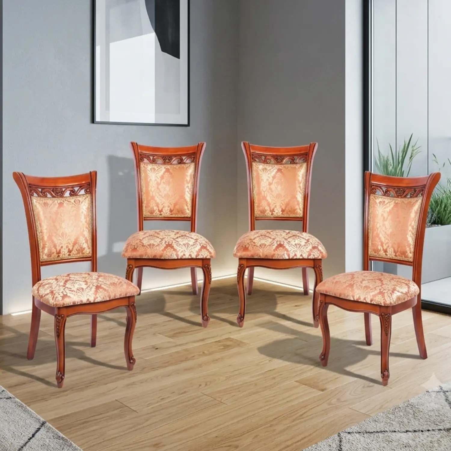 Set de 4 Sillas de Comedor Leticia de Madera Estampadas 1