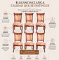 Set de 6 Sillas de Comedor Leticia de Madera Clásicas Tapizadas - Miniatura 2