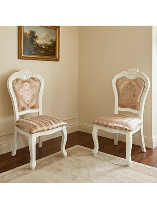Set de 2 Sillas Mónaco Clásicas Blancas Tapizadas de Madera