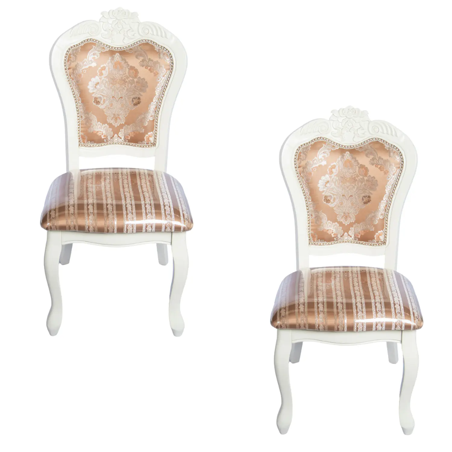 Set de 2 Sillas Mónaco Clásicas Blancas Tapizadas de Madera 3