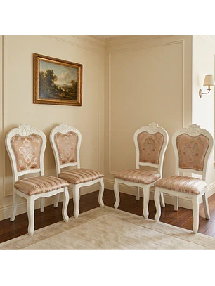 Set de 4 Sillas Mónaco Clásicas Blancas Tapizadas de Madera
