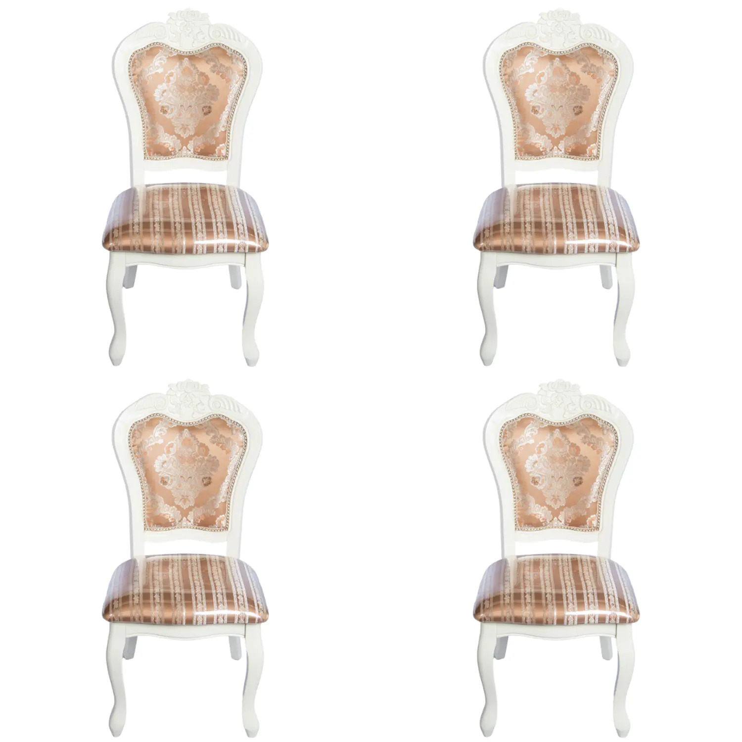 Set de 4 Sillas Mónaco Clásicas Blancas Tapizadas de Madera 3