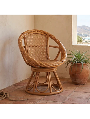 Silla de Ratán Zambia Natural Tejida para Living y Terraza