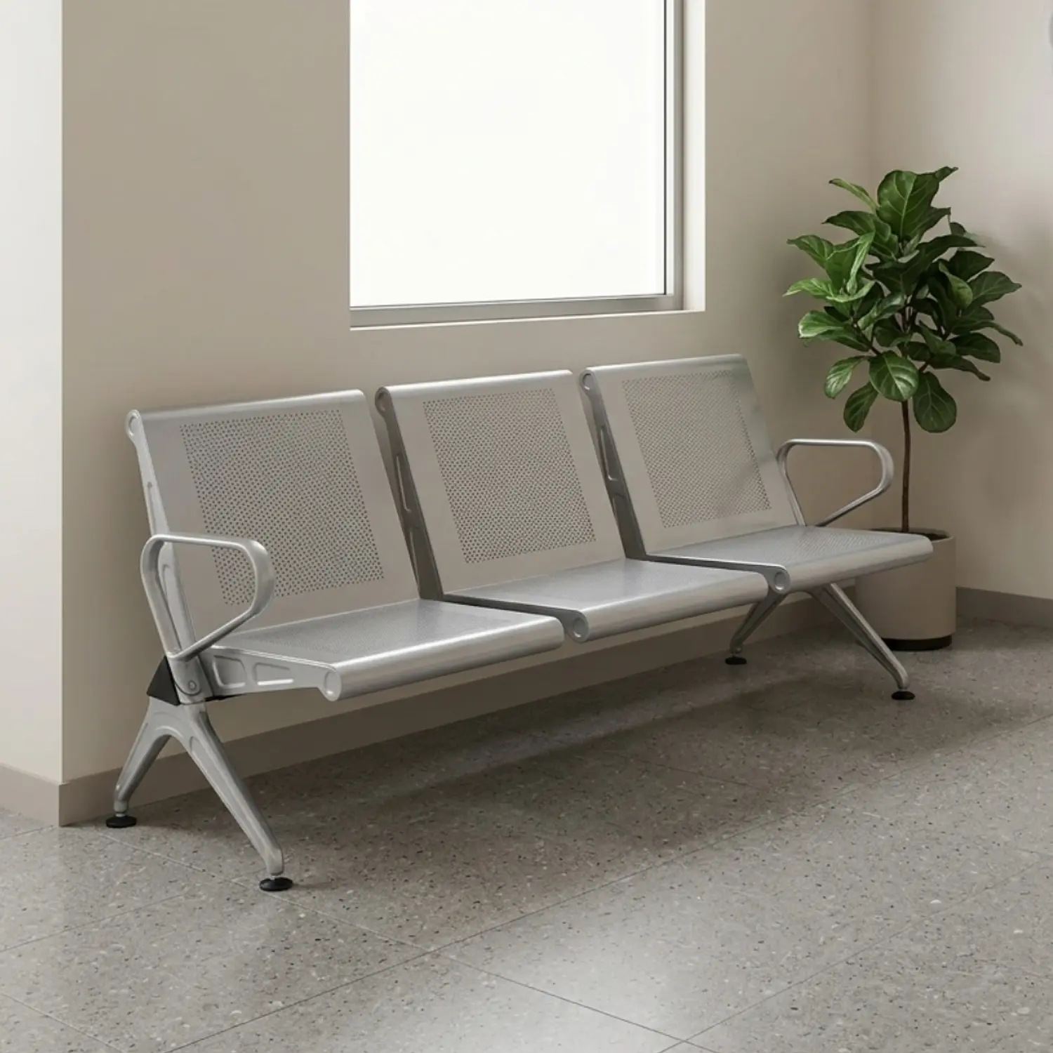 Banca de Espera Hannover 3 Puestos Metal Nova 1