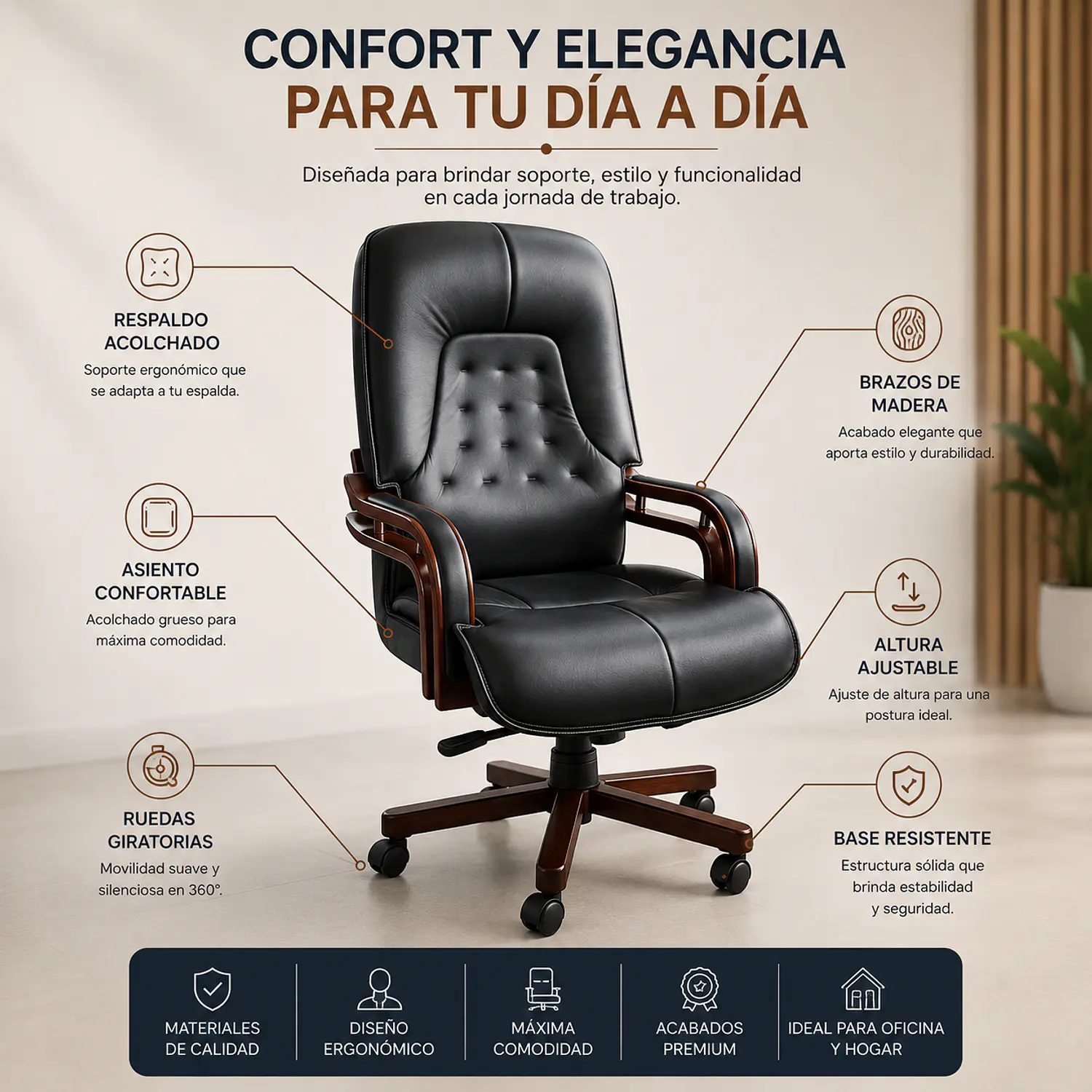 Silla Gerencial Monopoli Capitoné Cuero 2