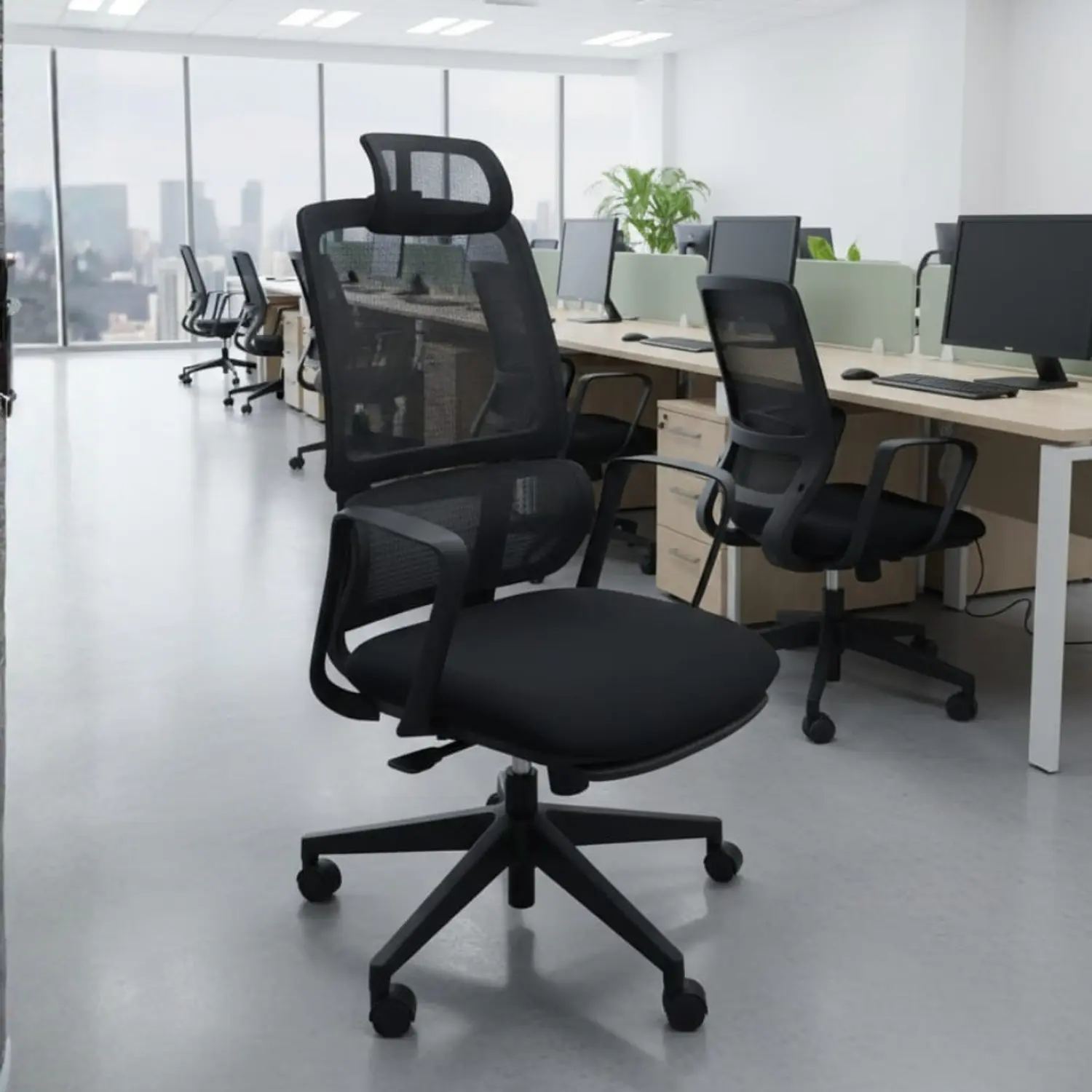 Silla de Oficina Profesional Ergonómica Ejecutiva con Respaldo Alto y Apoyacabeza 1