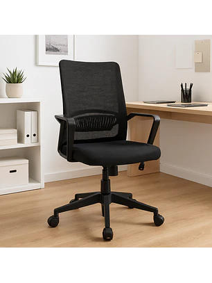 Silla de Oficina Florencia Malla Negra con Soporte