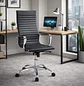 Silla de Oficina Ejecutiva Negra con Brazos Cromados y Ruedas - Miniatura 1