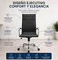 Silla de Oficina Ejecutiva Negra con Brazos Cromados y Ruedas - Miniatura 2