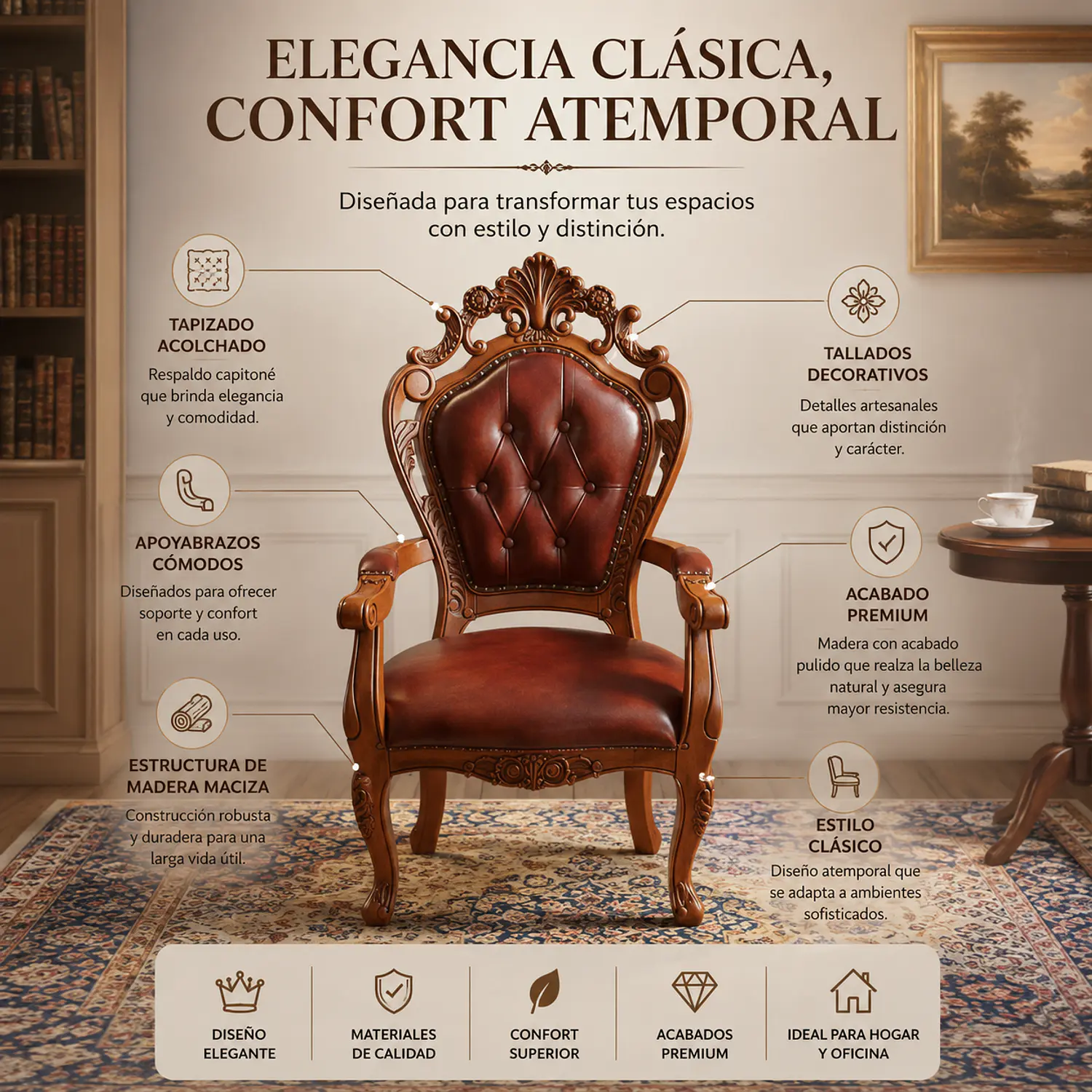 Sitial Irlanda Para Comedor Madera Americana 2